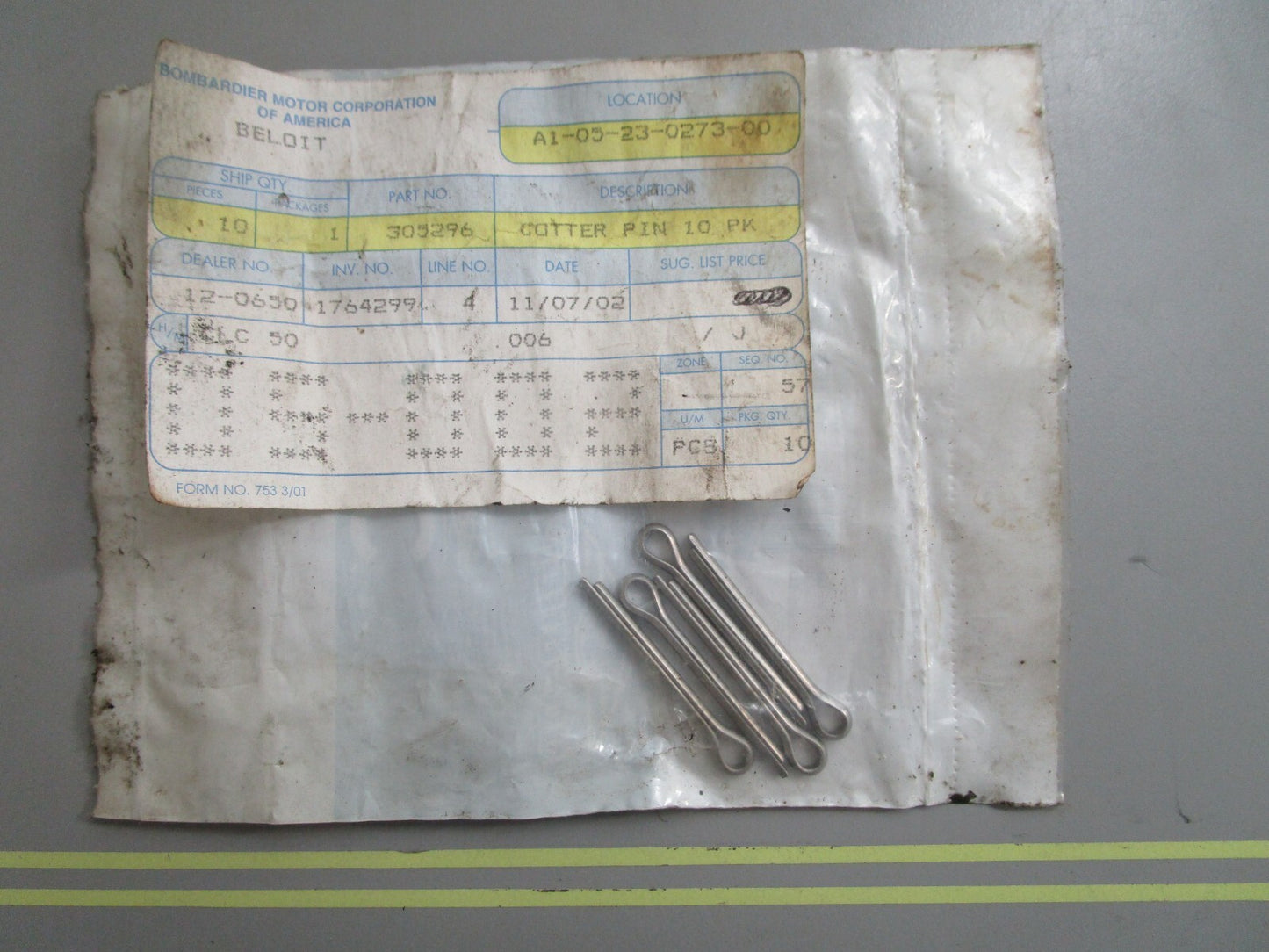 *NEW OEM* (LOT OF 5) 0810 OMC Johnson Evinrude Cotter Pin 305296 0305296