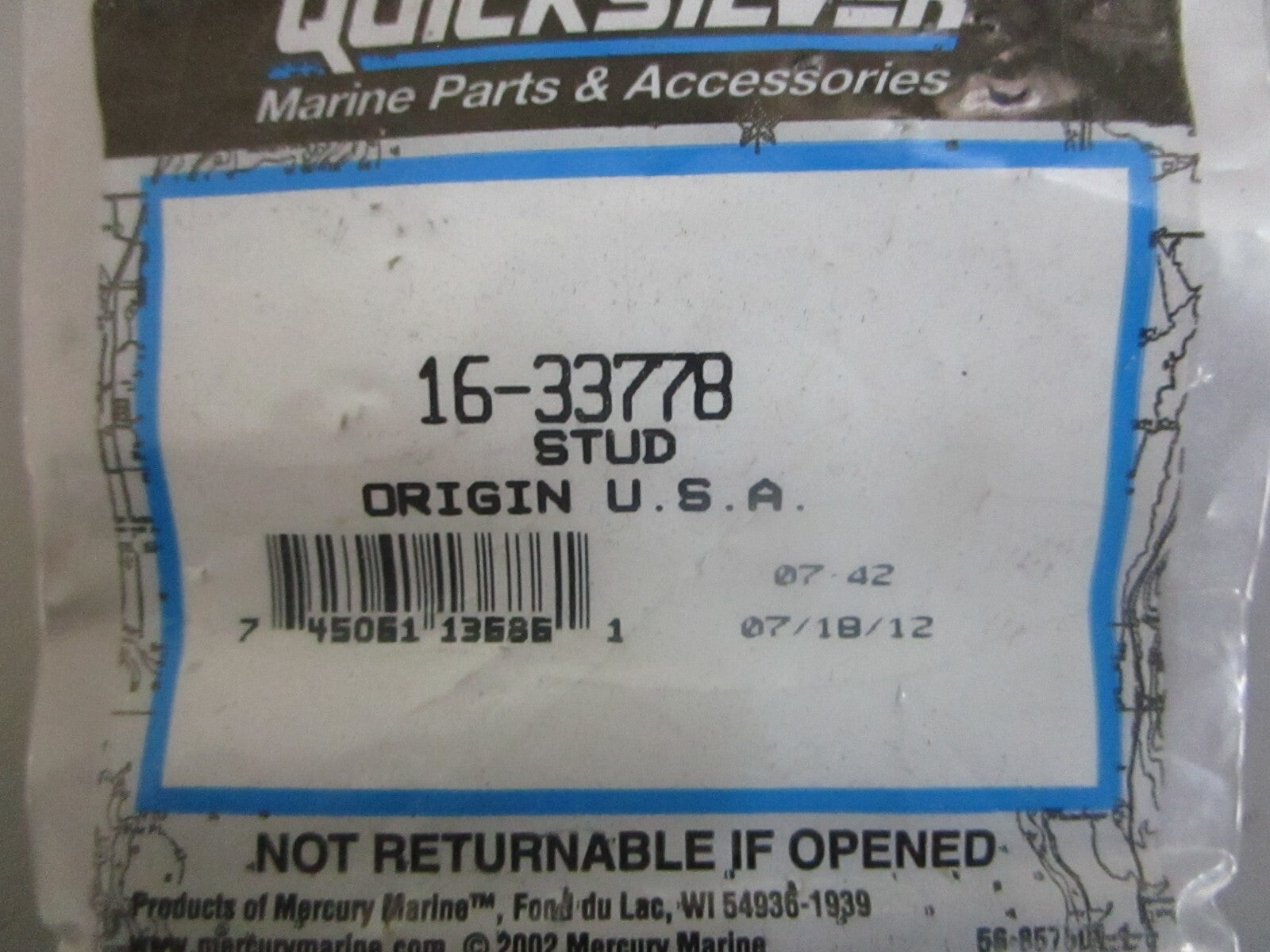 *NEW OEM* 0810 Mercury Quicksilver Stud 16-33778