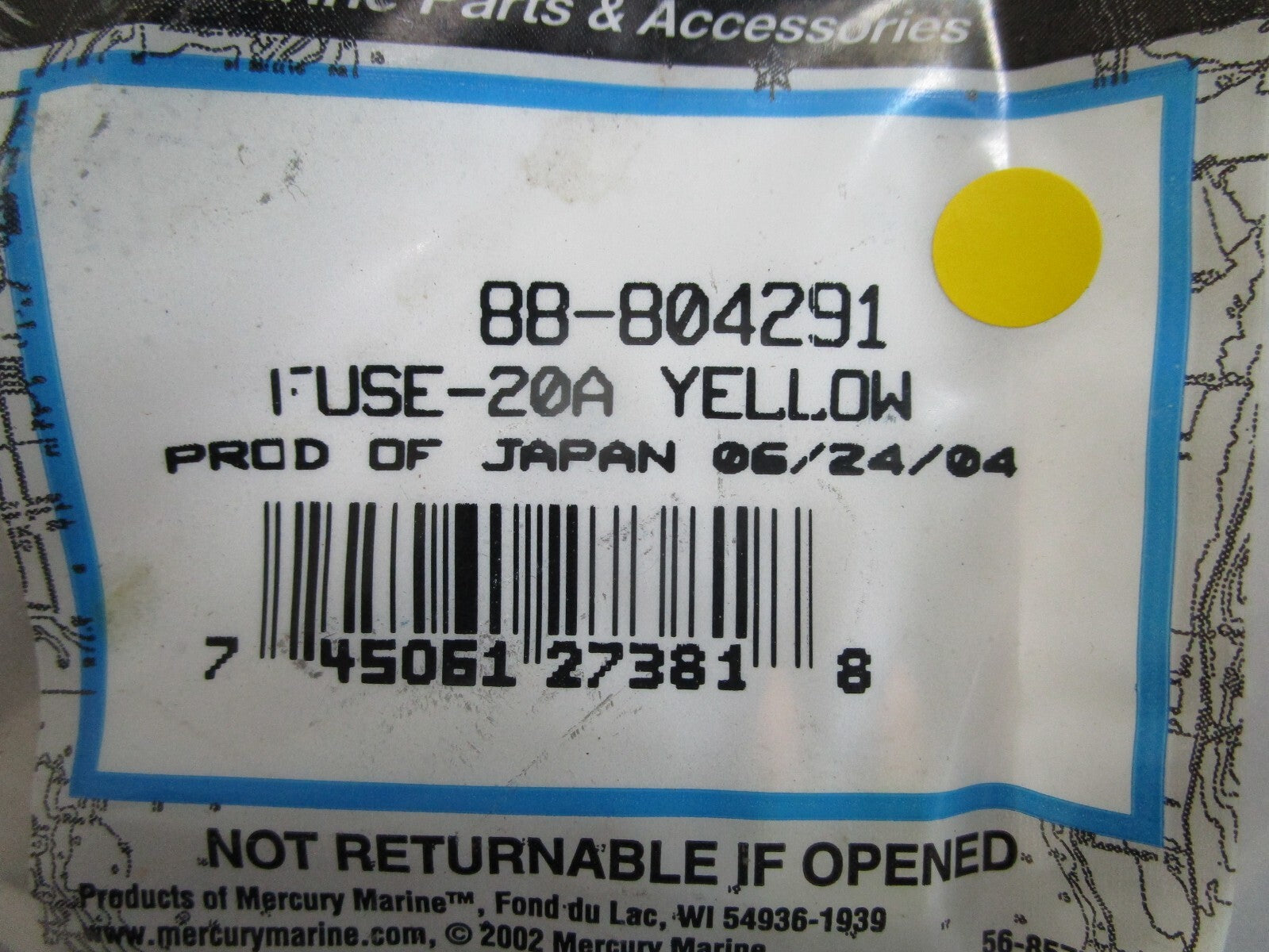 *NEW OEM* 0820 Mercury Quicksilver 20 AMP Yellow Fuse 88-804291