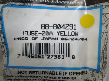 *NEW OEM* 0820 Mercury Quicksilver 20 AMP Yellow Fuse 88-804291