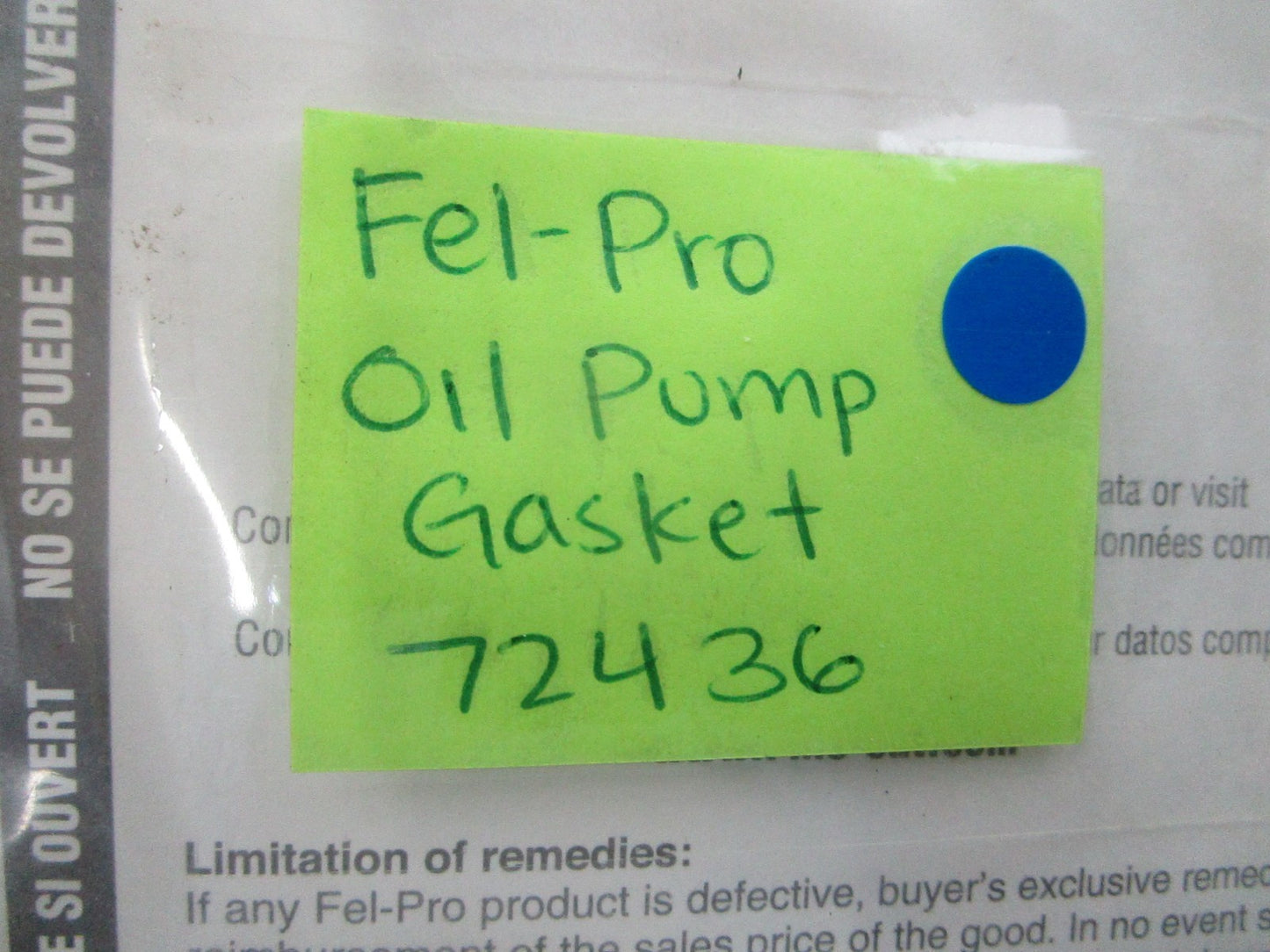 *NEW* 0810 Fel-Pro Oil Pump Gasket 72436