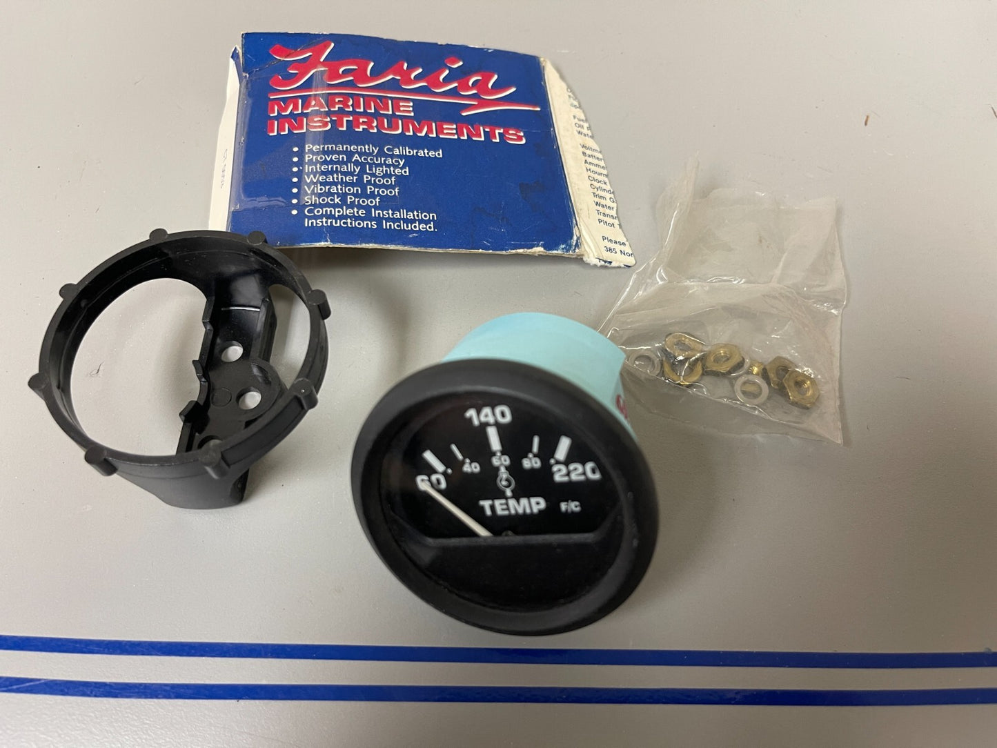 *NEW* 0720 Faria Euro Black 2" 60 - 220 Cylinder Head Temperature Gauge 12819