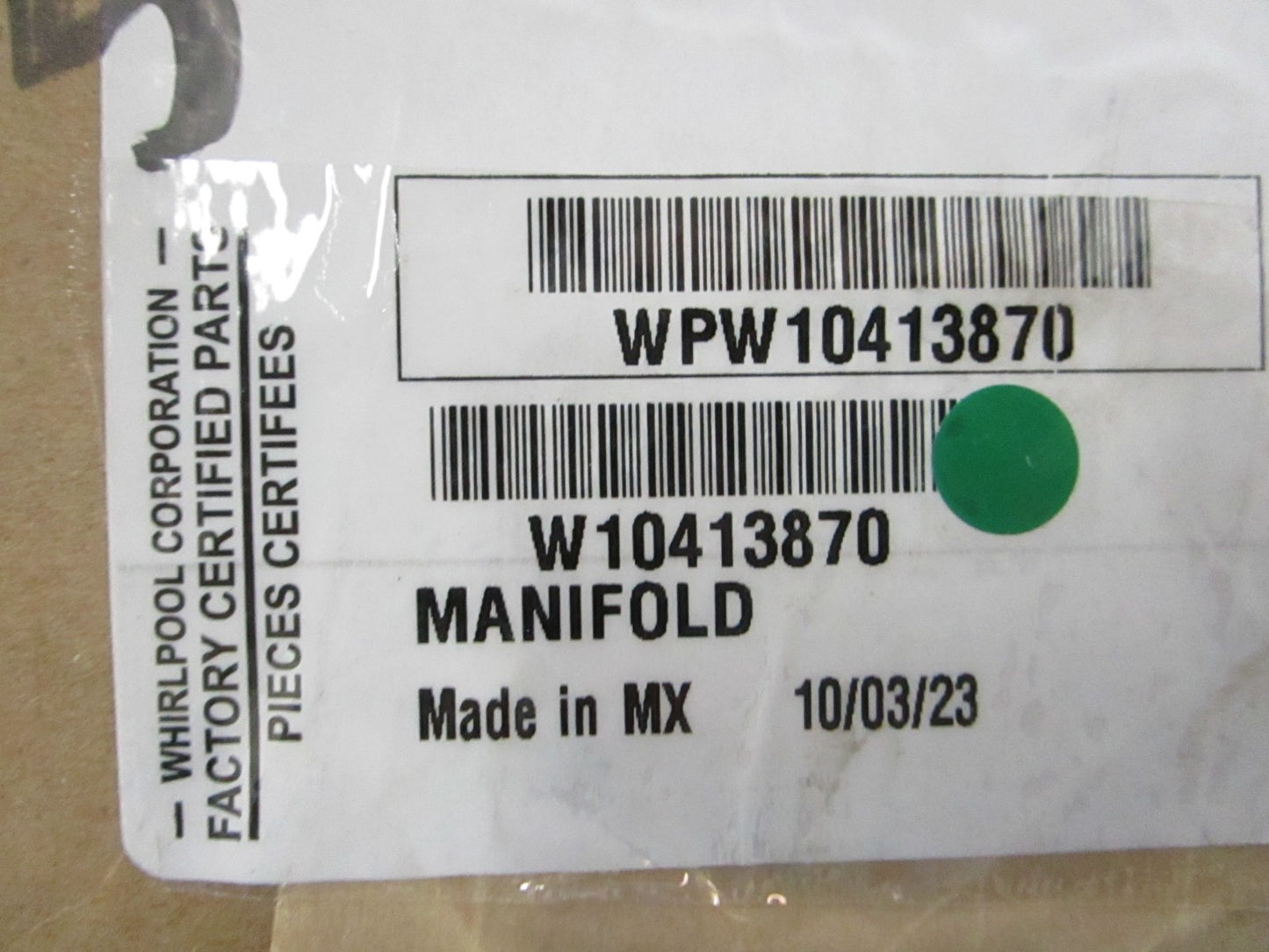 NEW OEM W10413870 WPW10413870 Whirlpool Manifold 0810
