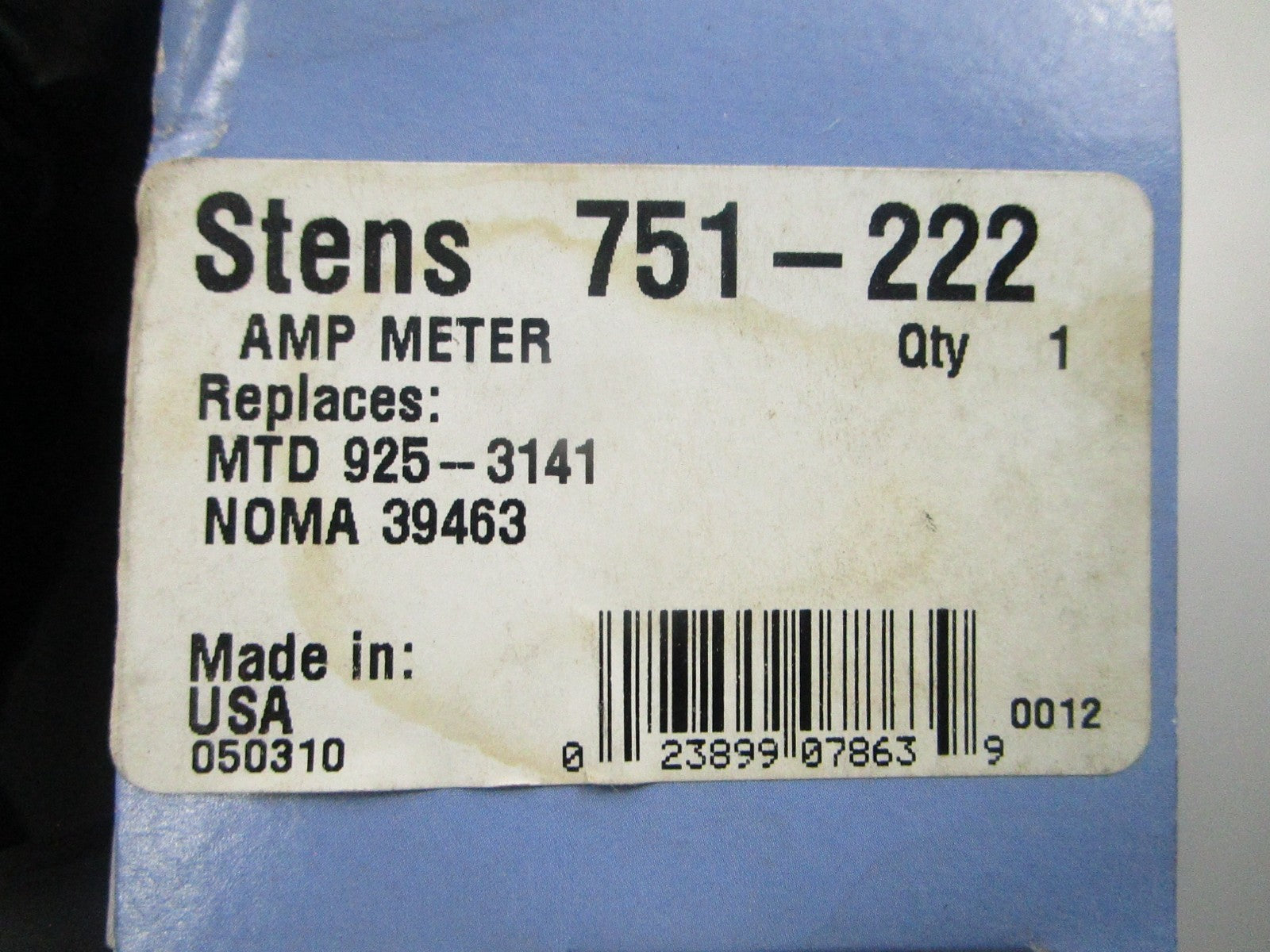 NEW Stens 751-222 Replaces: 925-3141 AMP Meter 0810