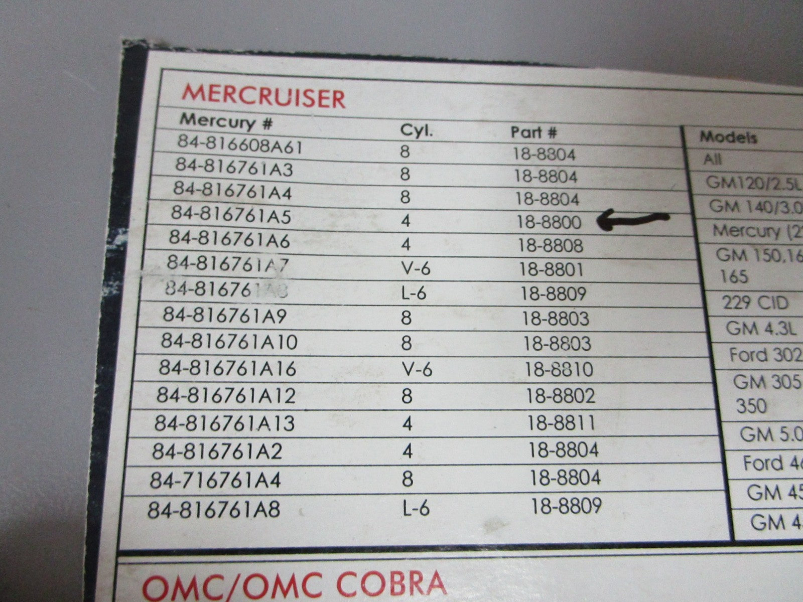 NEW Sierra 18-8800 Spark Plug Wire Set Replaces: 84- 816761A5 Mercury 0720