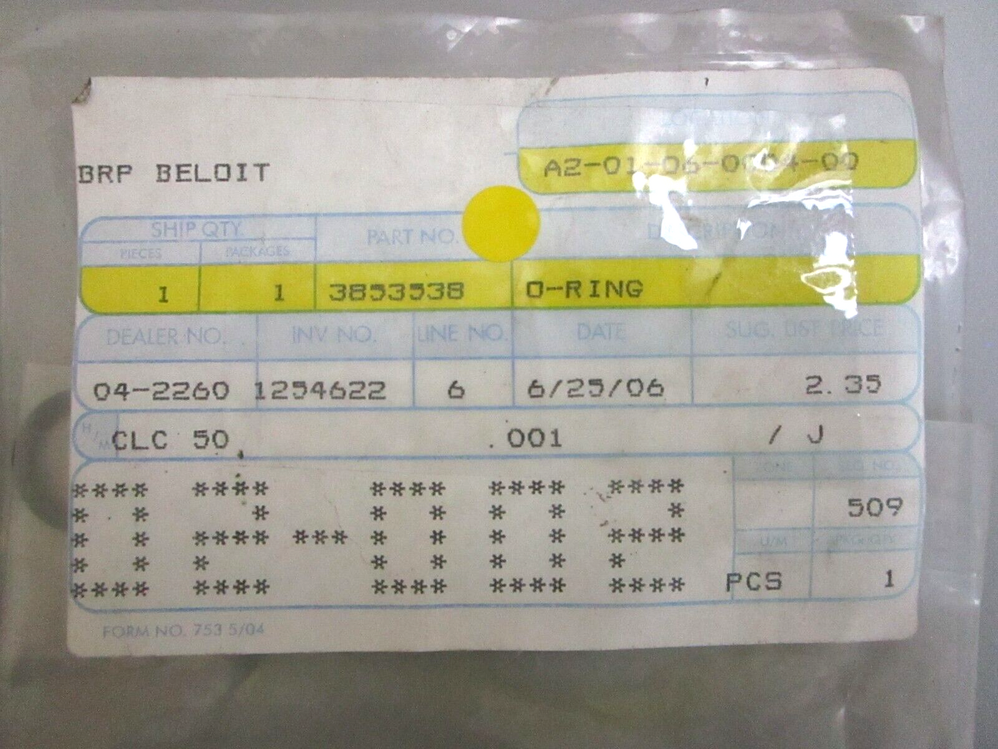 *NEW OEM* 0750 OMC Johnson Evinrude O-RING 3853538