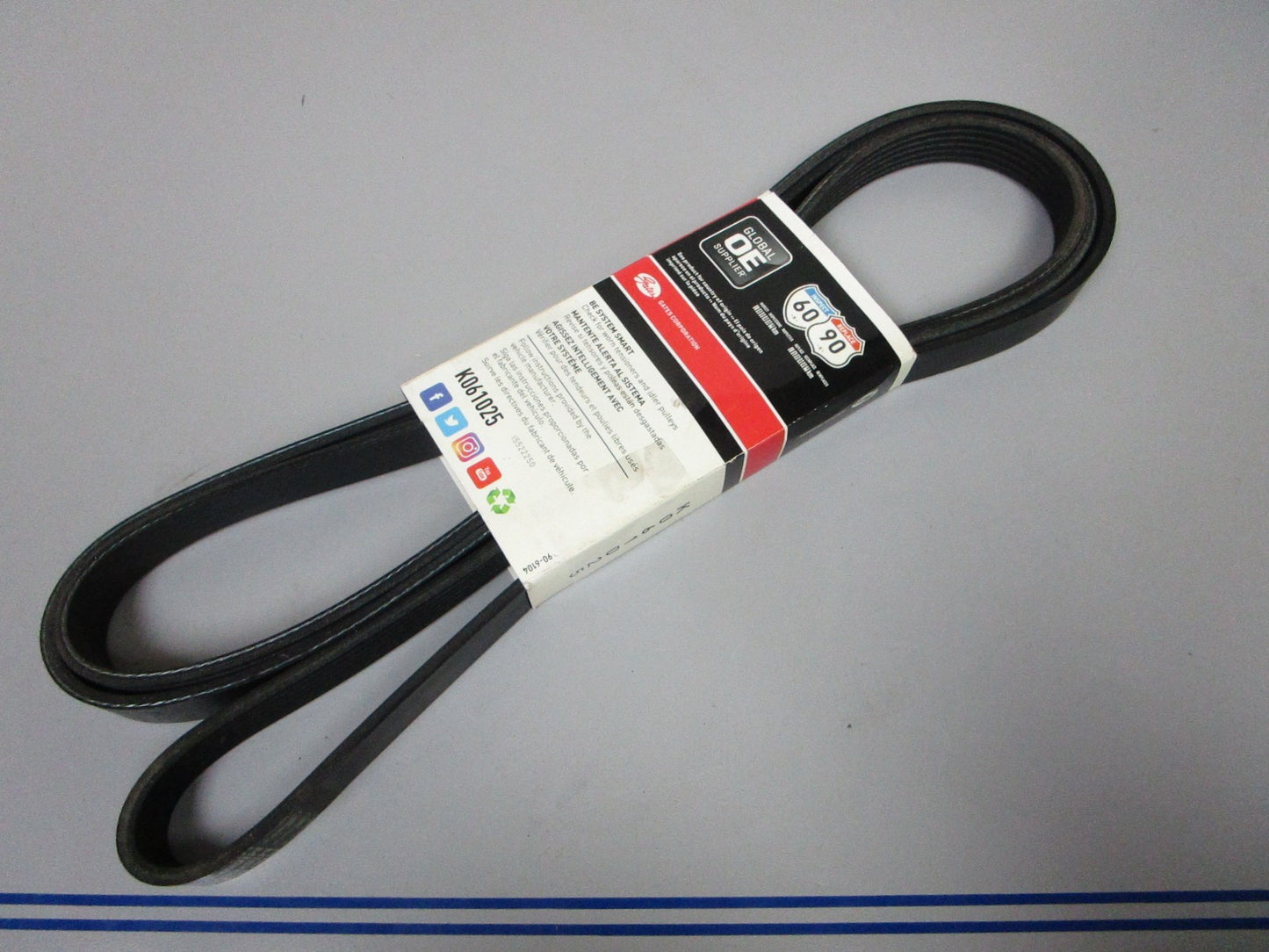 NEW K061025 Gates Micro-V 13/16" x 103" Serpentine Belt 0720