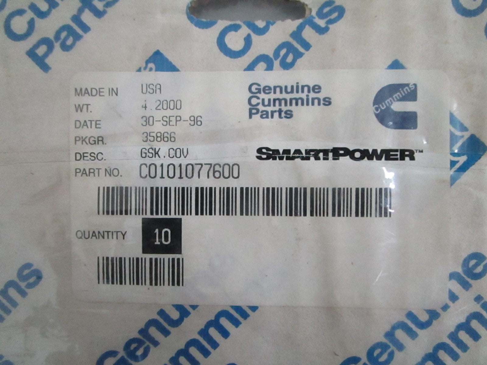 NEW OEM C0101077600 Cummins Cover Gasket 0820