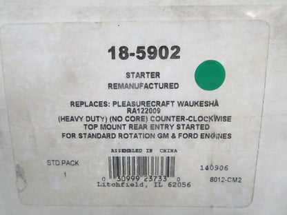 NEW 18-5902 Sierra Reman Starter Replaces: RA122009 Pleasurecraft 0820