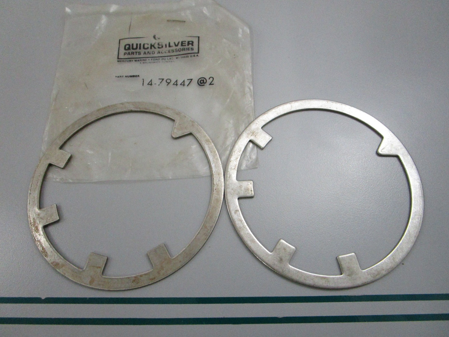 NEW OEM (LOT OF 2) 14-79447 Mercury Quicksilver Tab Washer 0810