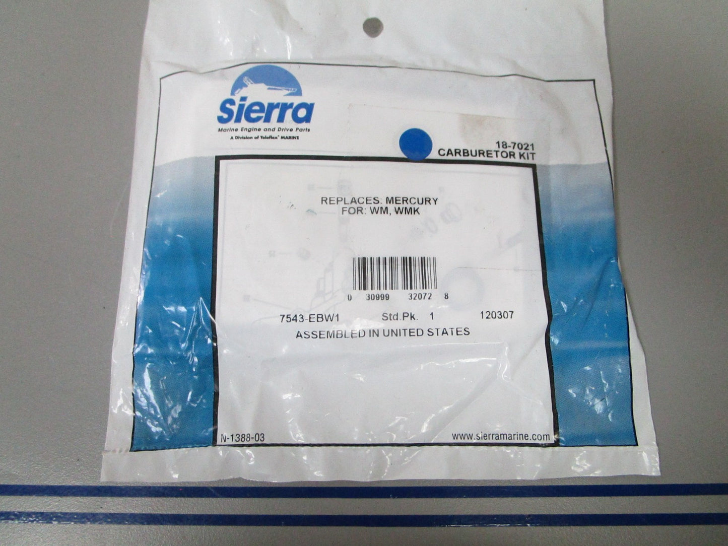 NEW 18-7021 Replaces: Mercury WM WMK Carbs Sierra Carburetor Kit 0720