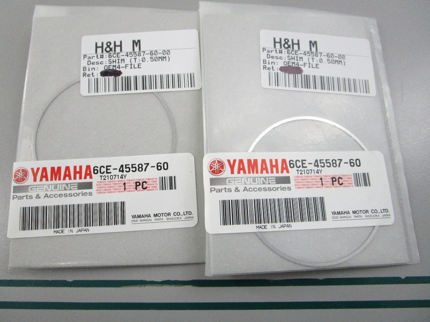 NEW OEM (LOT OF 2) 6CF-45587-60-00 Yamaha (T:0.50mm) Shim 0810