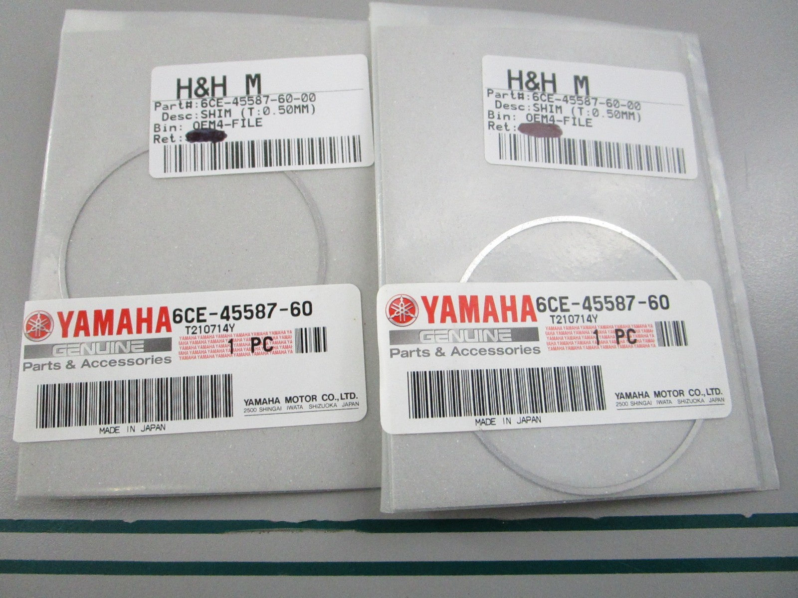 NEW OEM (LOT OF 2) 6CF-45587-60-00 Yamaha (T:0.50mm) Shim 0810