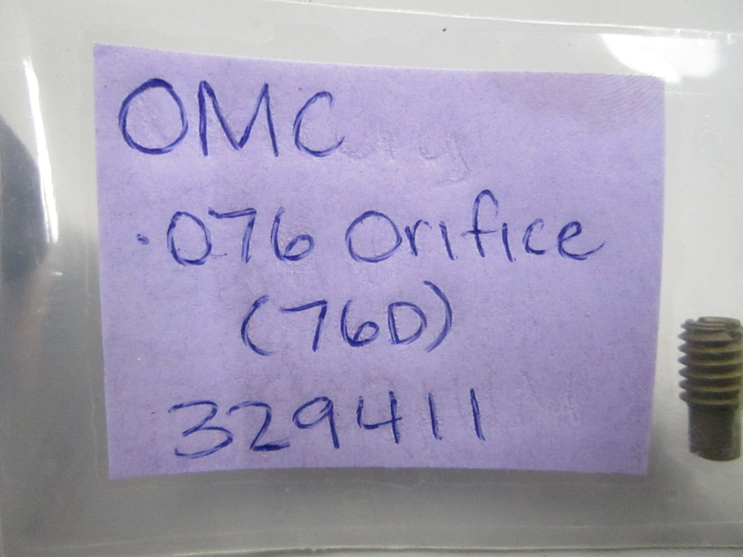 *NEW OEM* 0810 OMC Johnson Evinrude .076 Orifice (76D) 329411 0329411