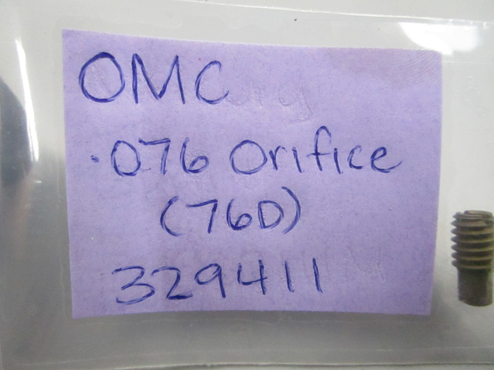 *NEW OEM* 0810 OMC Johnson Evinrude .076 Orifice (76D) 329411 0329411