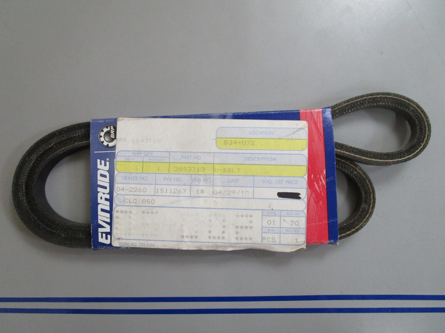 *NEW OEM* 0810 OMC Johnson Evinrude V-Belt 3853713