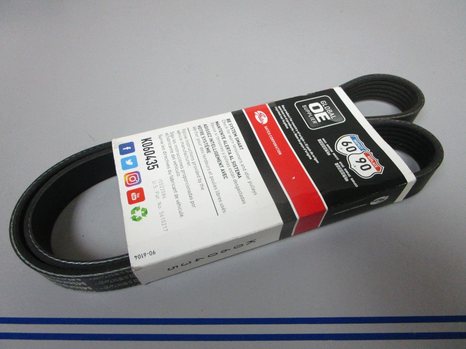 NEW K060435 Gates Micro-V 13/16" x 44 ⅛" Serpentine Belt 0720