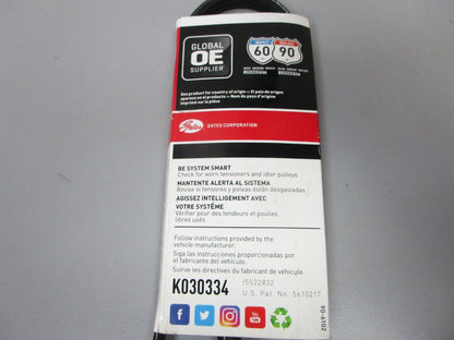 NEW K030334 Gates Micro-V 13/32" x 34" Serpentine Belt 0720