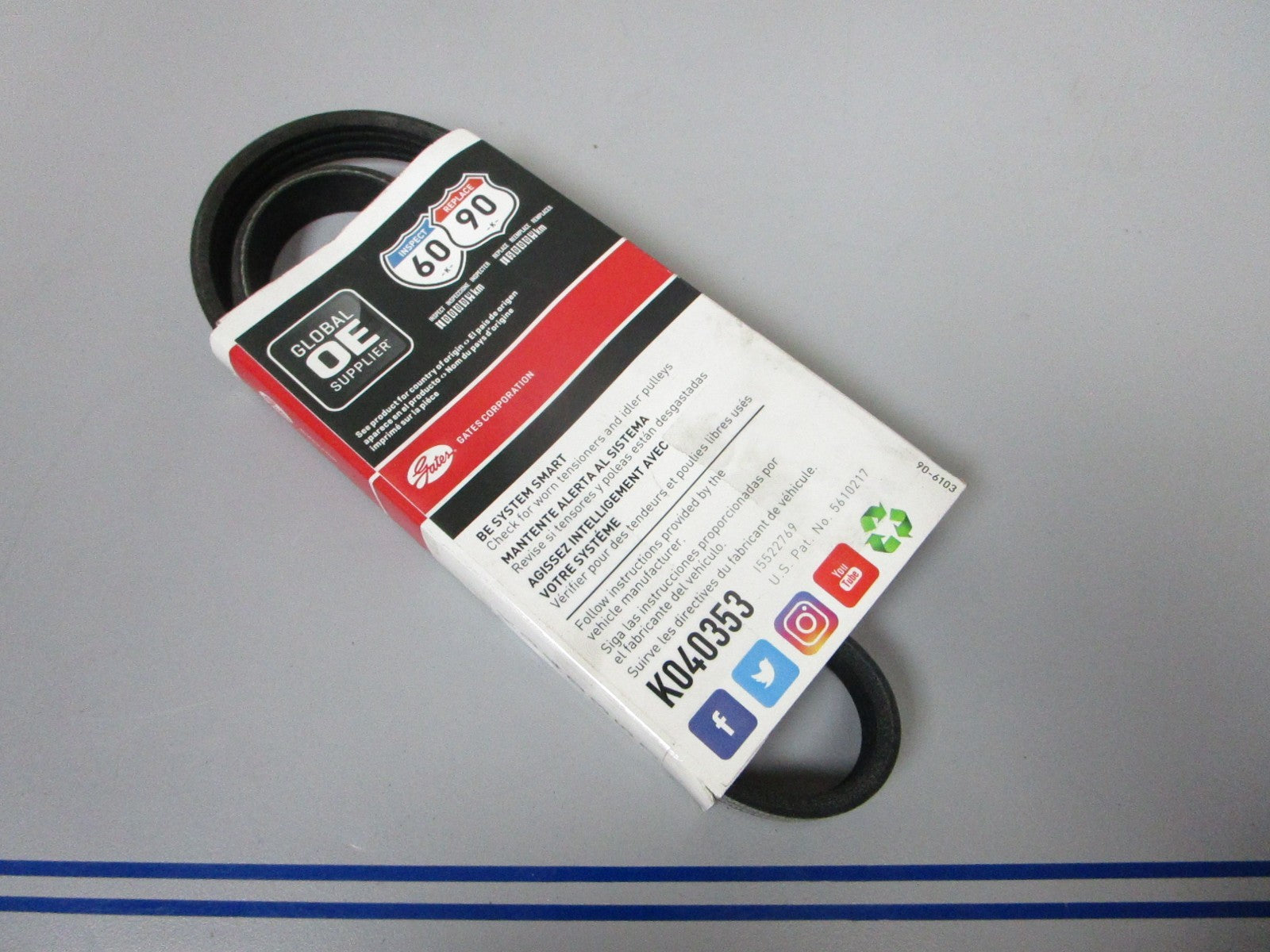 NEW K040353 Gates Micro-V 9/16" x 35 ⅞" Serpentine Belt 0720