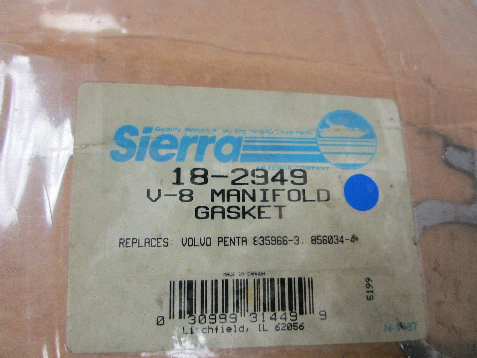 *NEW* 0810 Sierra V-8 Manifold Gasket 18-2949 Replaces: Volvo 835966-3 856034-4