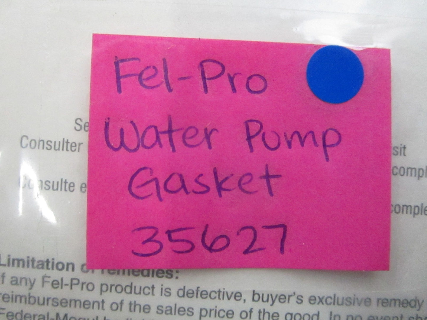 *NEW* 0810 Fel-Pro Water Pump Gasket 35627