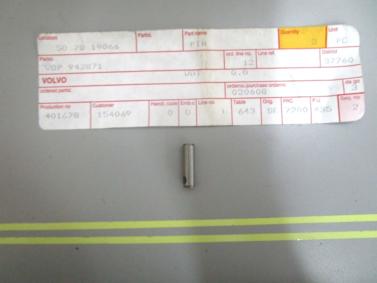 *NEW OEM* 0750 Volvo Penta PIN 942871