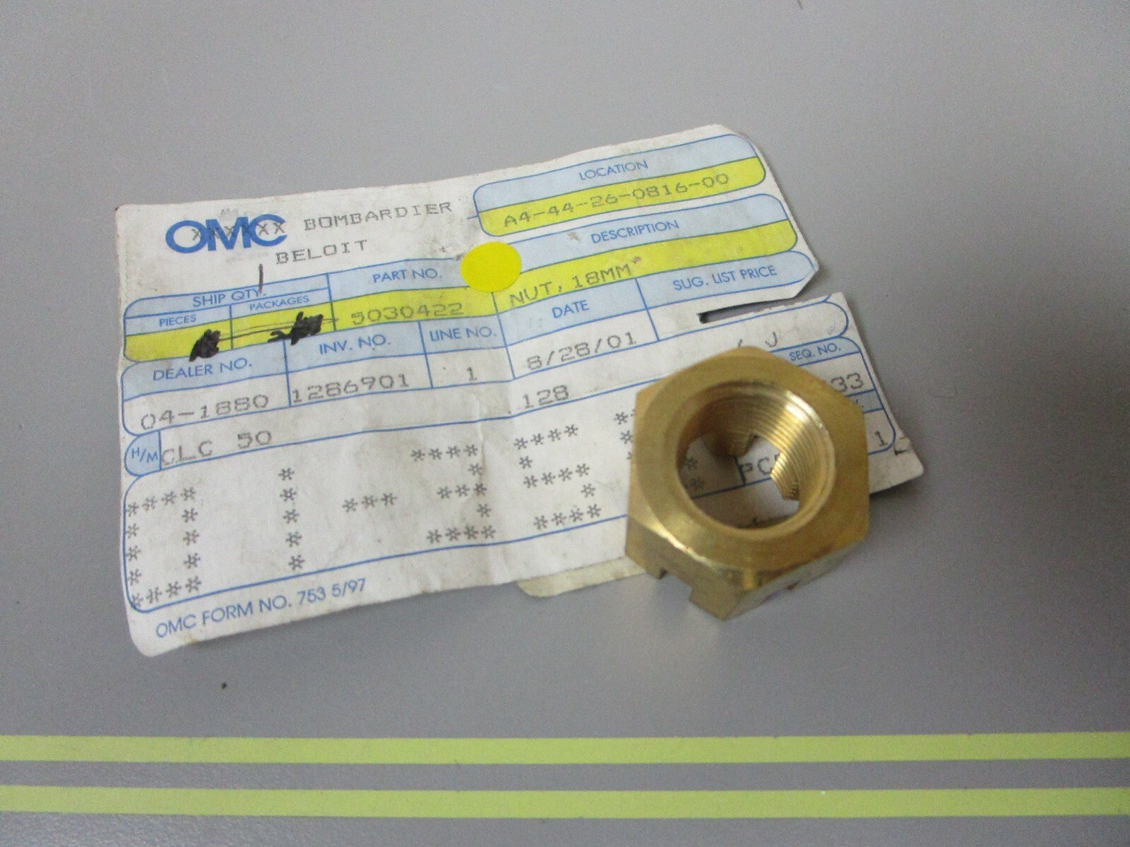 *NEW OEM* 0810 OMC Johnson Evinrude 18MM Nut 5030422