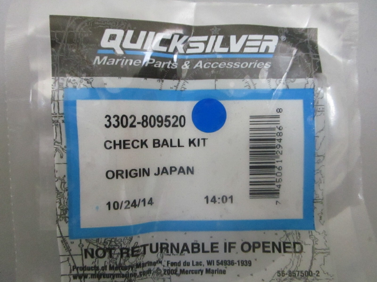 *NEW OEM* 0780 Mercury Quicksilver Check Ball Kit 3302-809520
