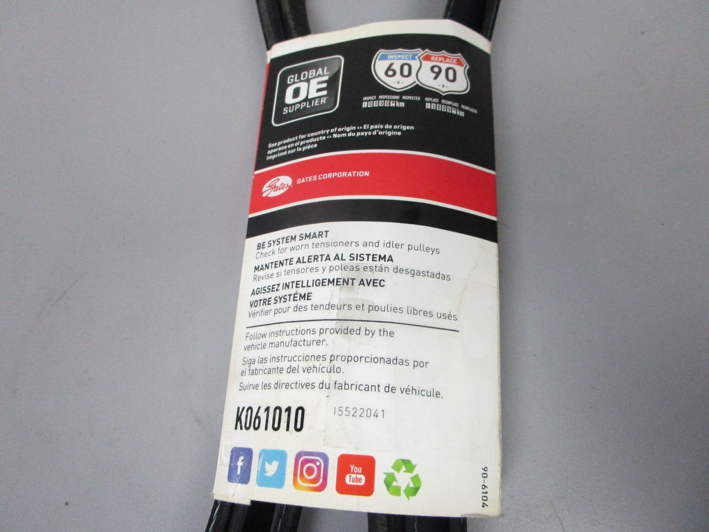 NEW K061010 Gates Micro-V 13/16" x 101 ⅝" Serpentine Belt 0720