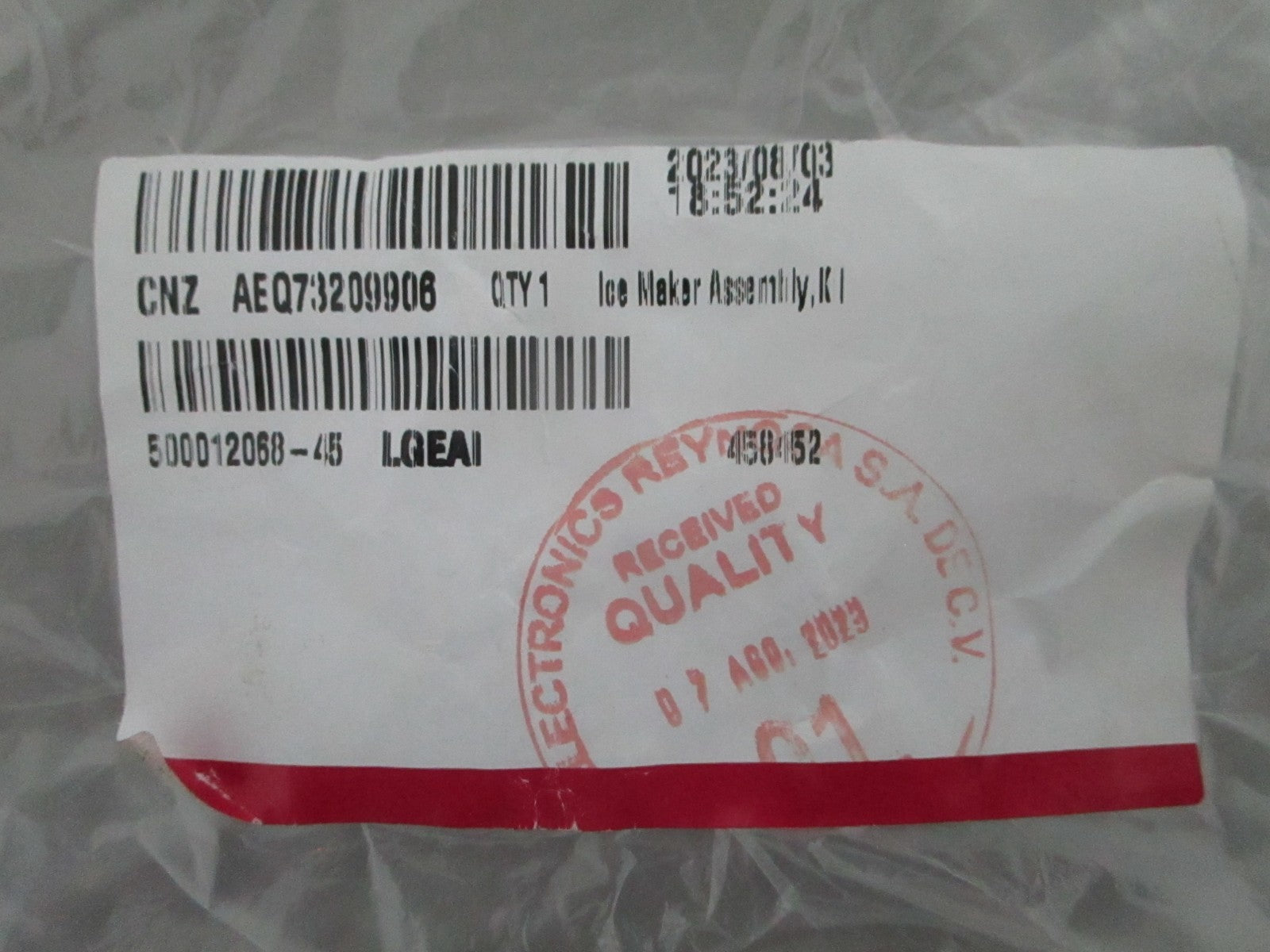 *NEW OEM* 0820 LG Ice Maker Assy AEQ73209906