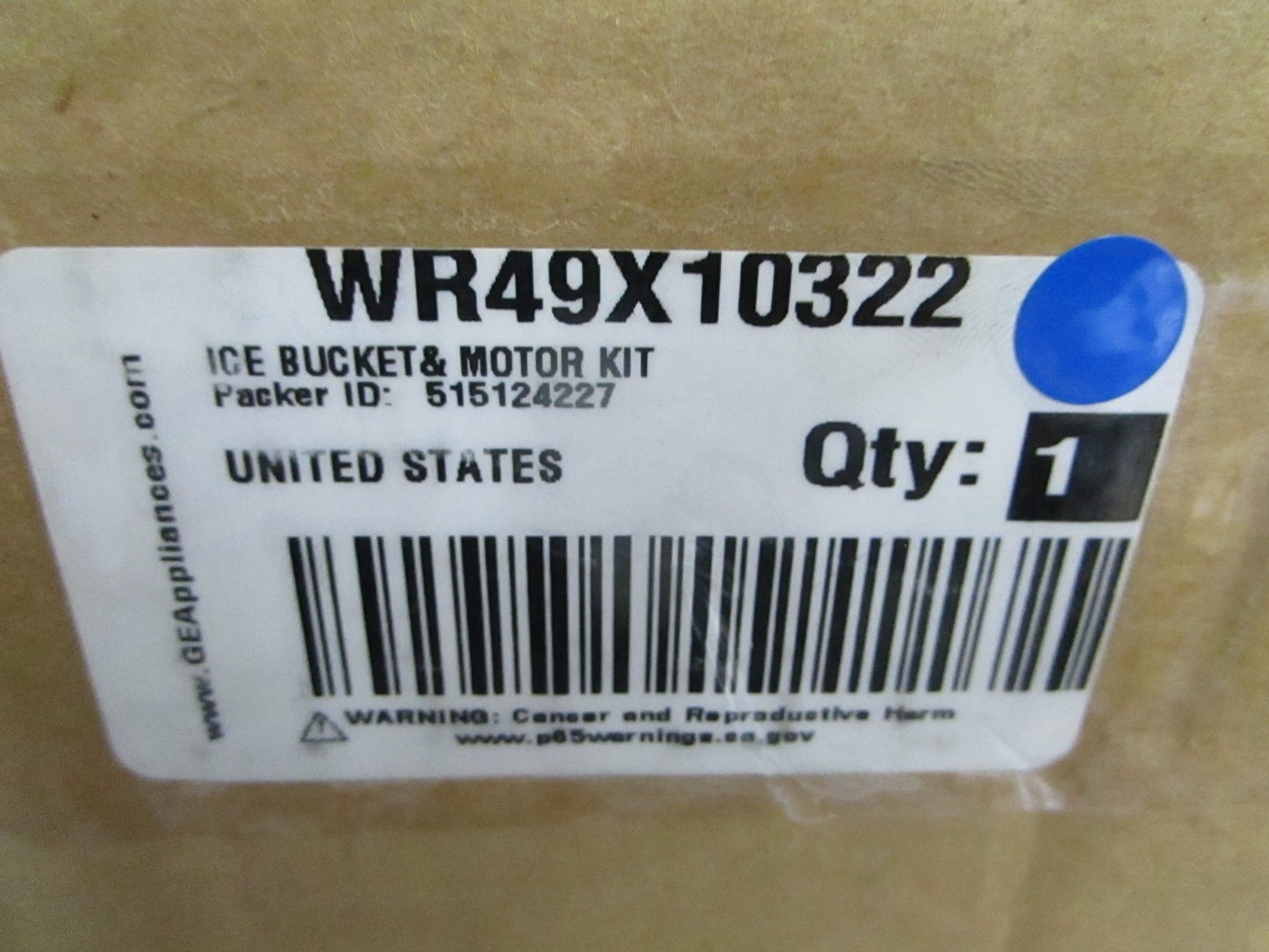 *NEW OEM* 0820 GE Ice Bucket & Motor Kit WR49X10322