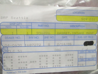 *NEW OEM* 0810 OMC Johnson Evinrude Intake Manifold Gasket 336226 0336226