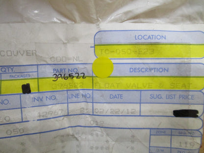 *NEW OEM* 0750 OMC Johnson Evinrude FLOAT VALVE 396522 0396522