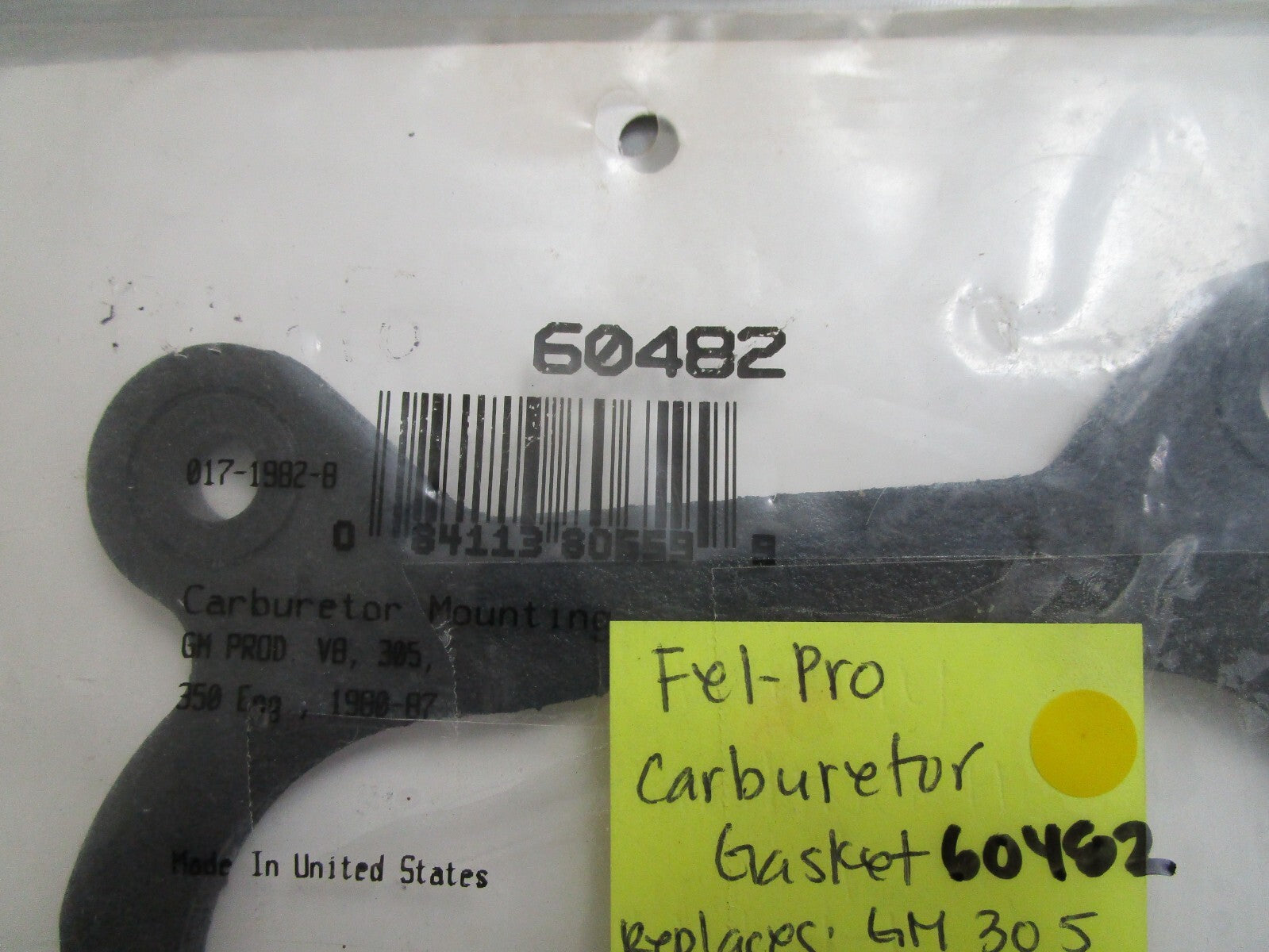 *NEW* 0810 Fel-Pro Carburetor Gasket 60482 Replaces: GM 305 V8