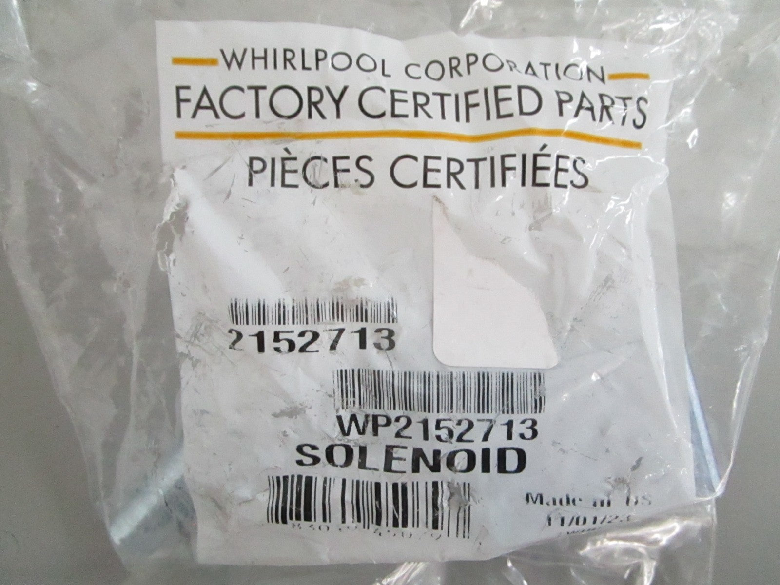 *NEW OEM* 0820 Whirlpool Solenoid WP2152713