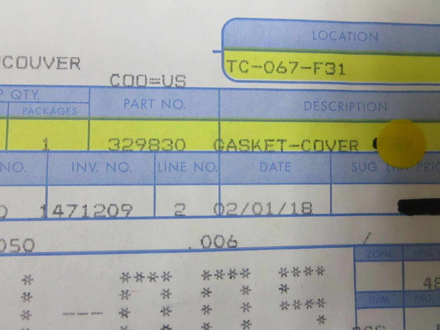 *NEW OEM* (LOT OF 5) 0750 OMC Johnson Evinruide GASKET-COVER 329830 0329830