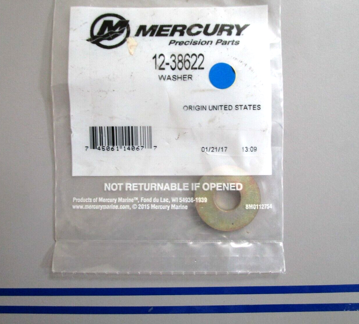 *NEW OEM* 0720 Mercury Quicksilver Washer 12-38622