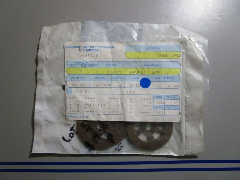 *NEW OEM* (LOT OF 5) 0770 OMC Johnson Evinrude Gasket 338879 0338879