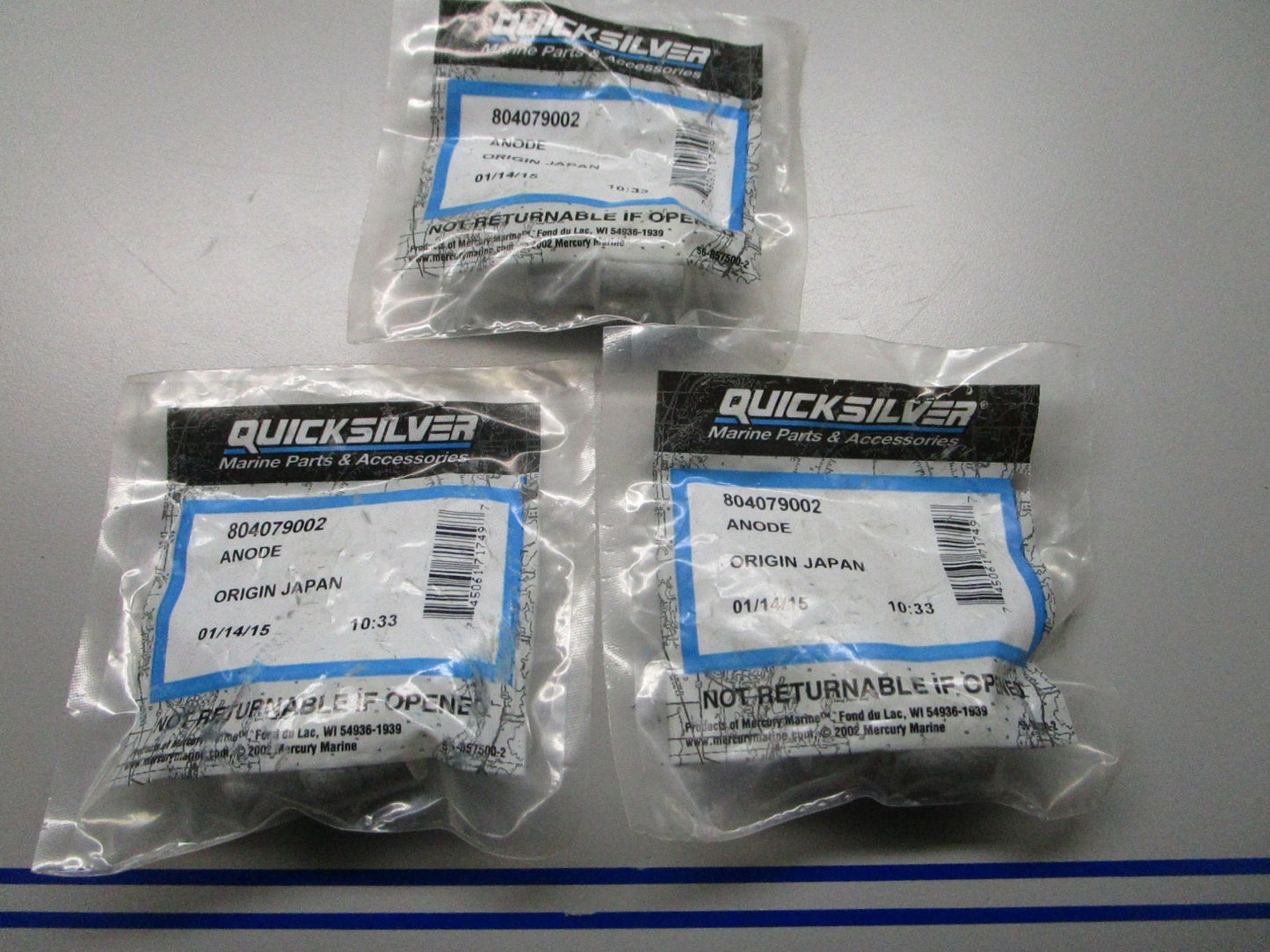 *NEW OEM* (LOT OF 3) 0720 Mercury Quicksilver Anode 804079002