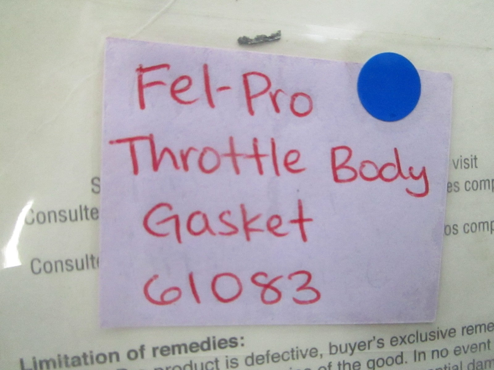 *NEW* 0810 Fel-Pro Throttle Body Gasket 61083