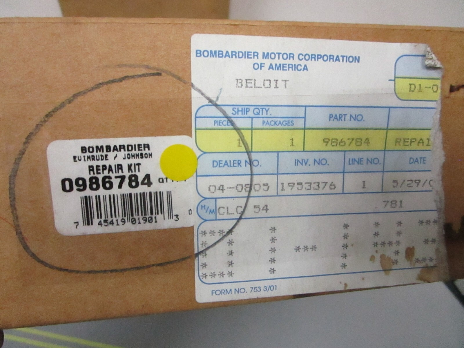 *NEW OEM* 0720 OMC Johnson Evinrude Carburetor Repair Kit 986784 0986784