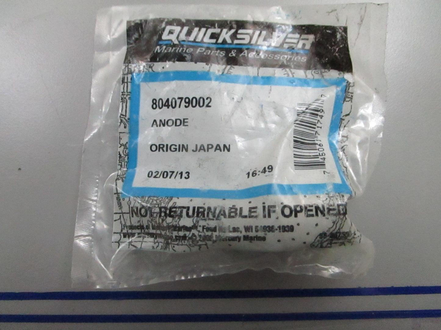 *NEW OEM* 0810 Mercury Quicksilver Anode 804079002