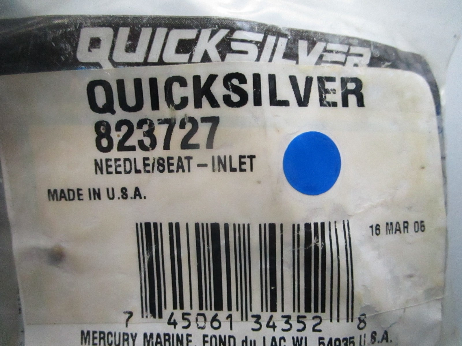 *NEW OEM* 0810 Mercury Quicksilver Inlet Needle/Seat 823727
