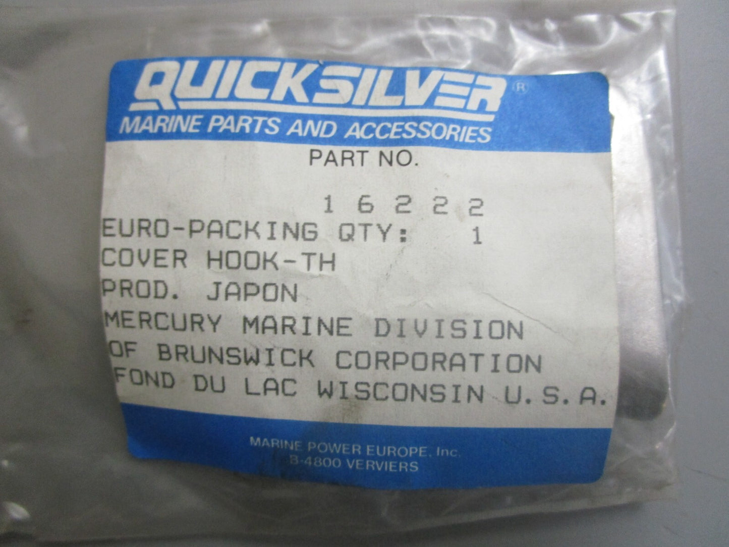 *NEW OEM* 0810 Mercury Quicksilver Cover Hook 16222