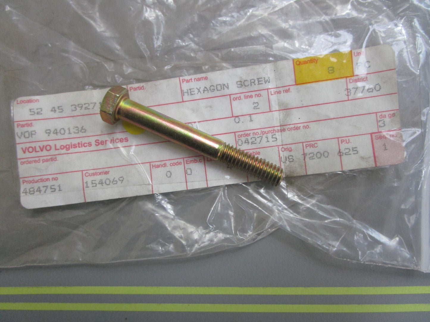 *NEW OEM* 0810 Volvo Penta Hexagon Screw 940136