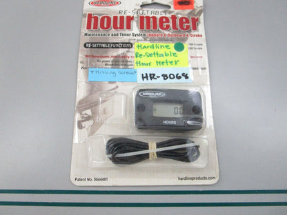 NEW HR-8068 Hardline Re-Settable Hour Meter *Missing Screws* 0810