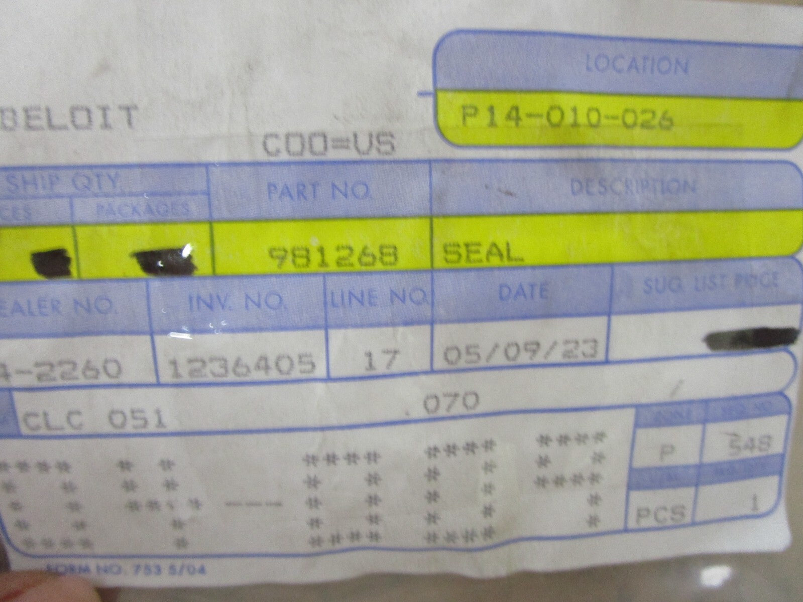 *NEW OEM* 0750 OMC Johnson Evinrude SEAL 981268 0981268