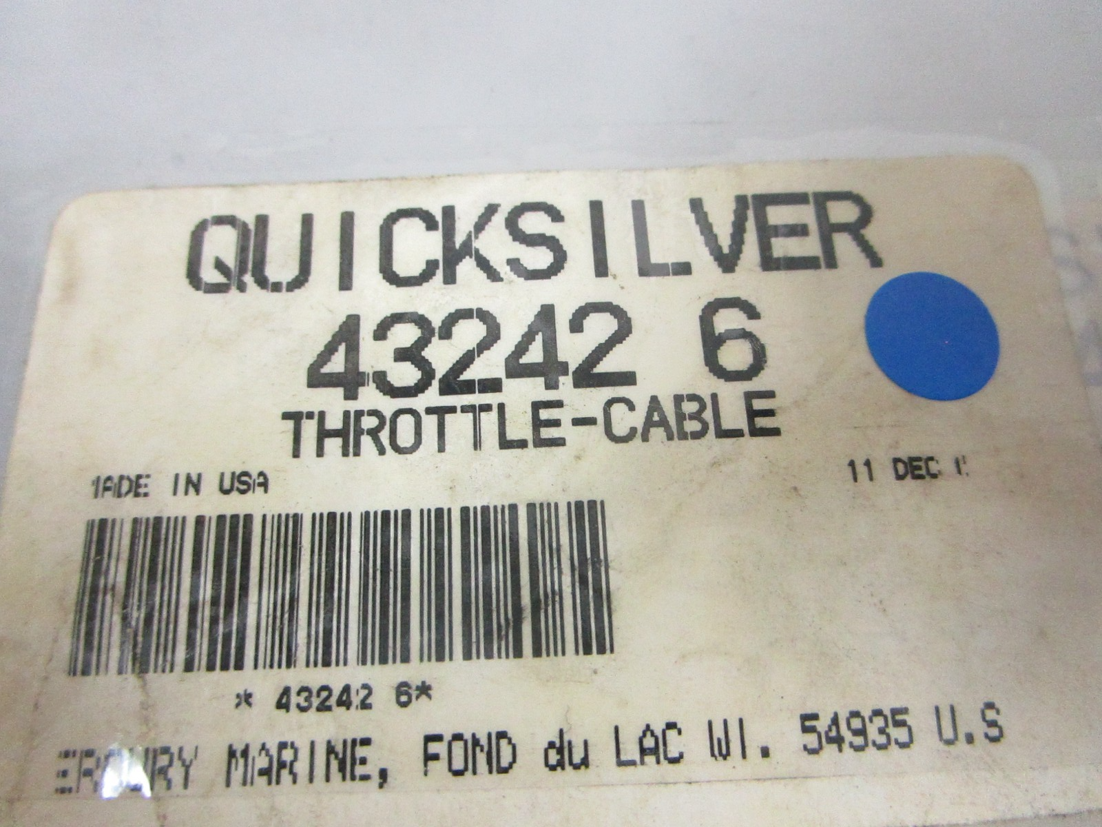 *NEW OEM* 0720 Mercury Quicksilver Throttle Cable 43242 6