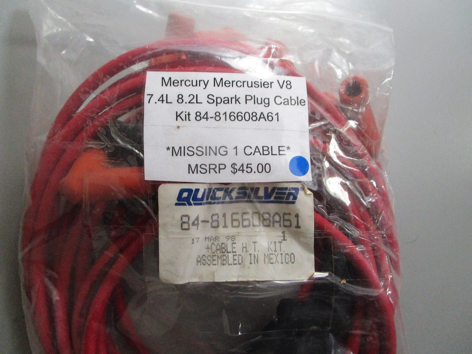 *NEW OEM* 0810 Mercury Quicksilver Spark Plug Cable 84-816608A61 *Missing Cable*