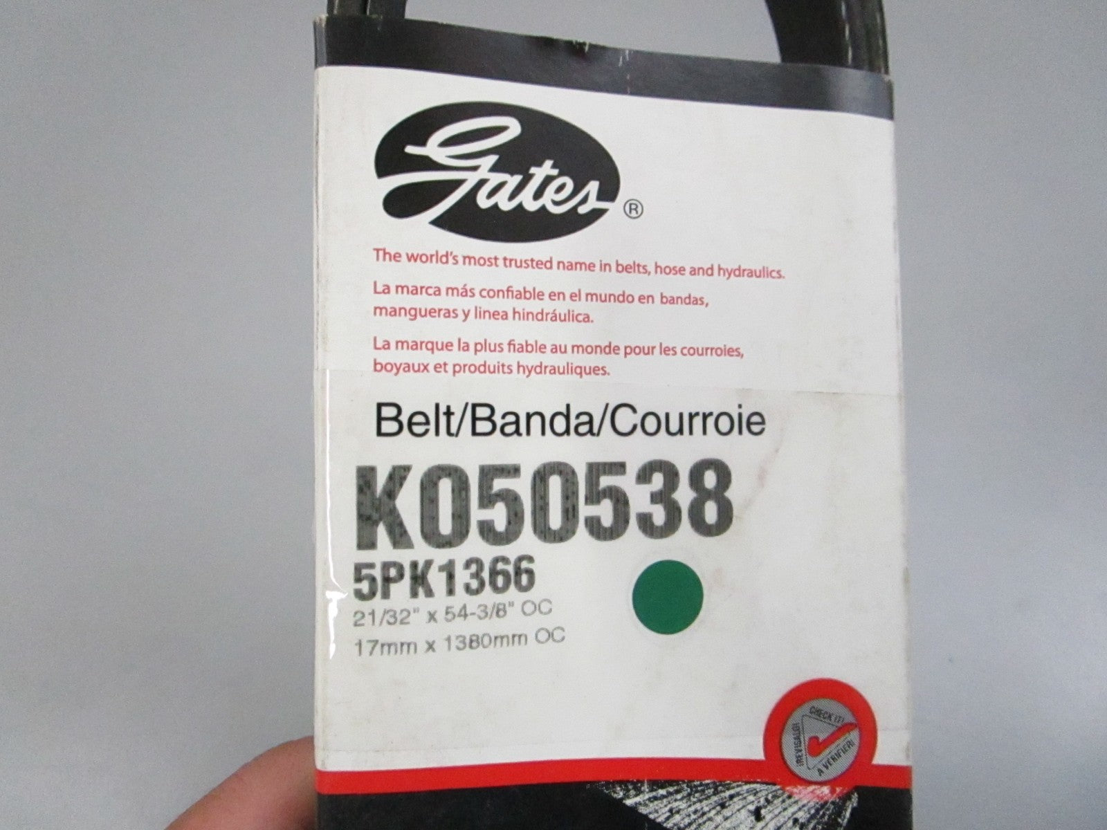 Gates K050538 Micro-V Serpentine Belt 5-Rib 54.3in NEW 0810